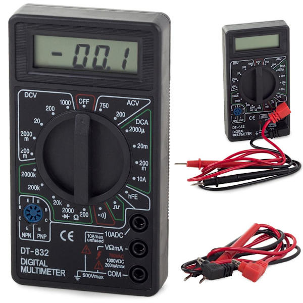 Digital Multimeter med LCD Signal Black