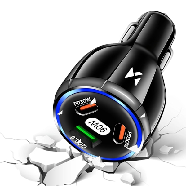 Billader 2x USB-C 1x USB-A 90W PD Black