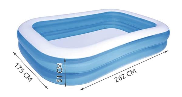 Uppblåsbar Pool - 778L - Bestway -  262cm/175cm/33cm Blå