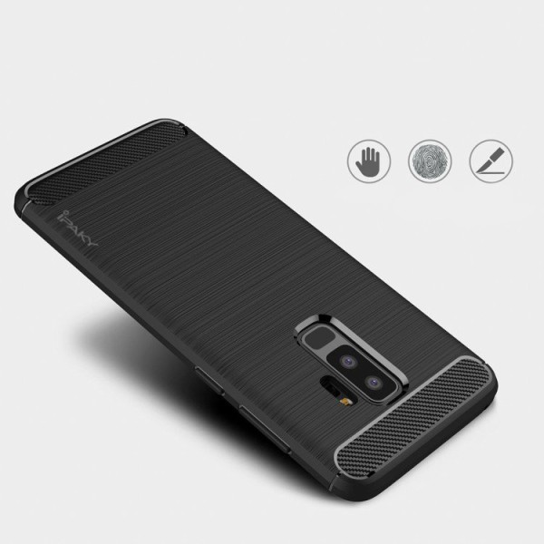 iPaky Gummideksel Samsung S9 Plus i karbonfiberdesign - Svart Black