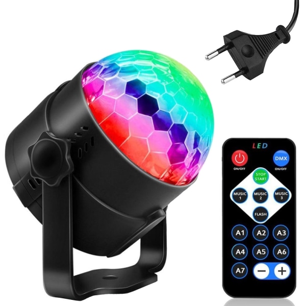 Disco boll med RGB ljus och  fjärrkontroll Black