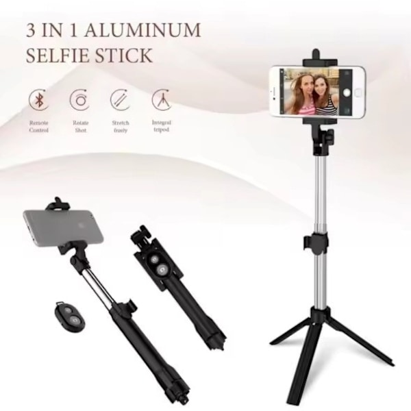 Selfie stick / stativ mobilstativ med bluetooth fjernkontroll Multicolor