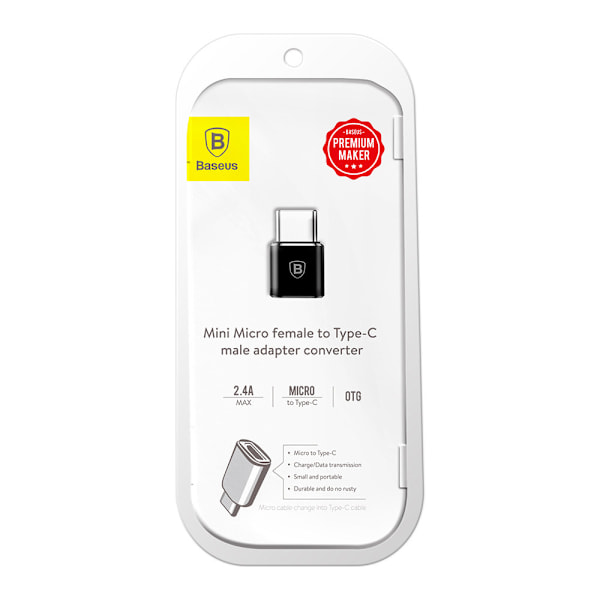 Baseus Adapter Micro-USB till USB-C Svart