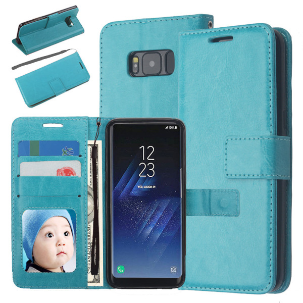 Samsung S8 Plus - Retro Wallet cover, Taske/Pung Turquoise