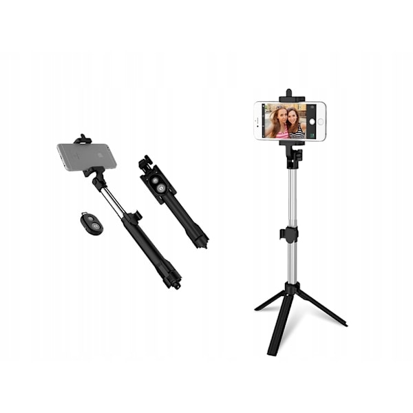 Selfiestick / tripod mobilstativ med bluetooth fjärrkontroll Svart