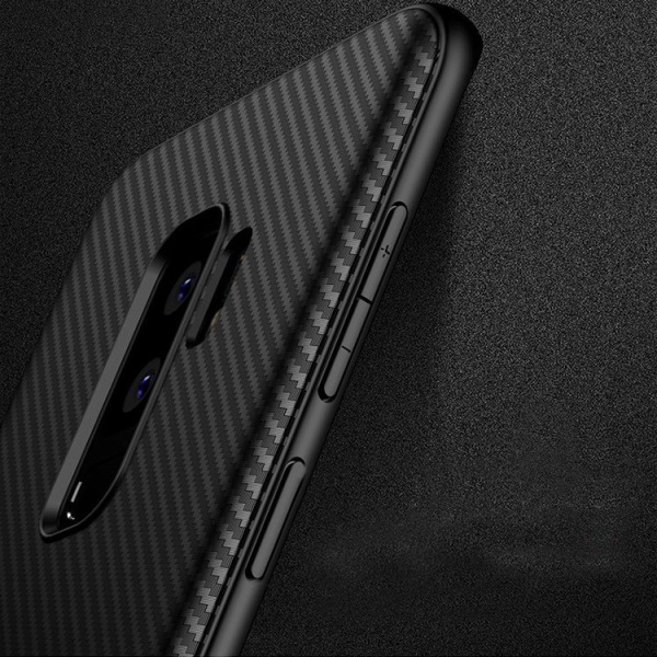 Samsung S9 Plus Shell Rubber i kulfiber design Grey