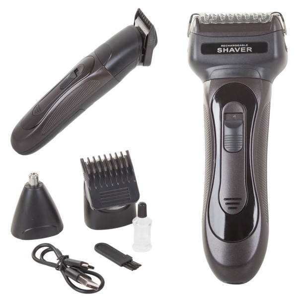 Genopladelig barbermaskine / trimmer / næsetrimmer - 3-i-1 alt-i-én Black  dfa9 | Black | 330 | Fyndiq
