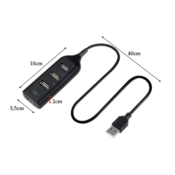 4-ports USB Hub - Ekstra USB-porte til computeren Black