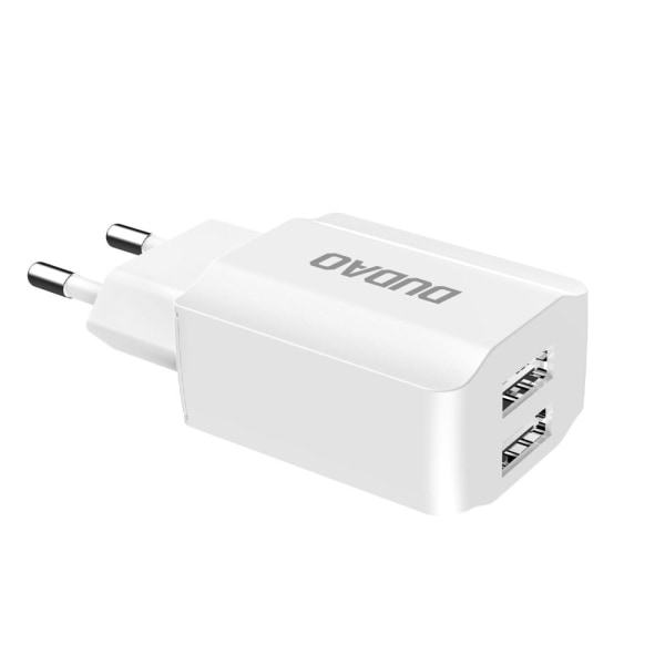 220 V laturi 2 pistorasialla - USB Type C -kaapeli mukana White