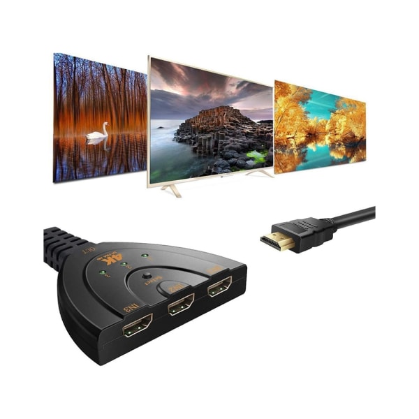 HDMI Switch 3+1 - 4K - med 50cm kabel Svart