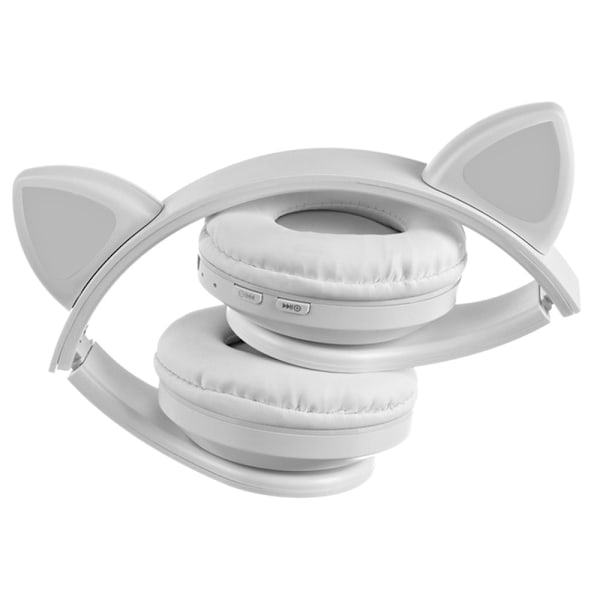 Bluetooth Stereo Hörlurar Katt med mikrofon / LED ljus Vit
