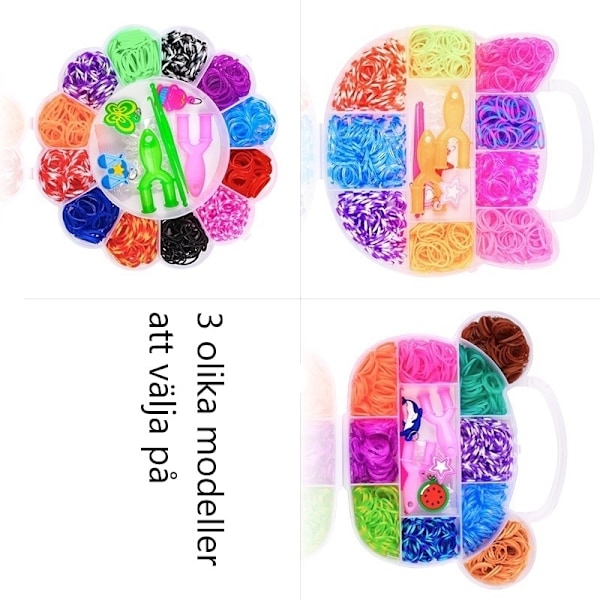 Loom Bands Kit - 600 kpl eri värejä ja useita lisävarusteita MultiColor Björn