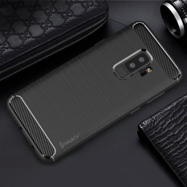 iPaky Gummiskal Samsung S9 Plus  i kolfiberdesign - Svart Svart