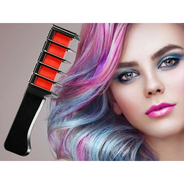 6-pack Chalk Comb / Hair Crayons - Midlertidig hårfarve Multicolor