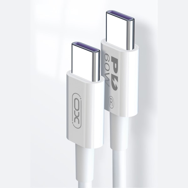 XO Laddkabel - PD 60w - USB-C / USB-C - 1m -  Android och iPhone Vit