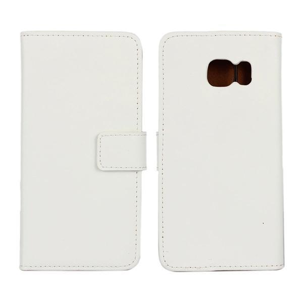 Samsung S6 Edge, wallet cover, ægte Læder, Taske/Pung White