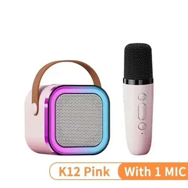 Bärbar Bluetooth Karaoke-högtalare med 1 trådlös mikrofon Beige