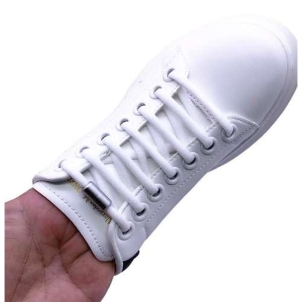 Elastiska skosnören utan knut - Passar alla skor - Upp till 100c Vit