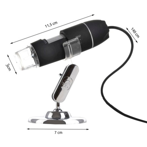Digitalt mikroskop 1600x - 2Mpix Svart