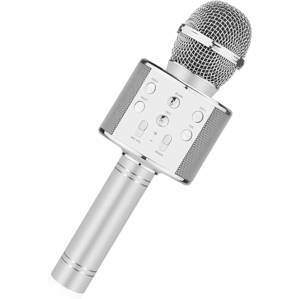 Karaoke mikrofon med højttaler og Bluetooth Silver