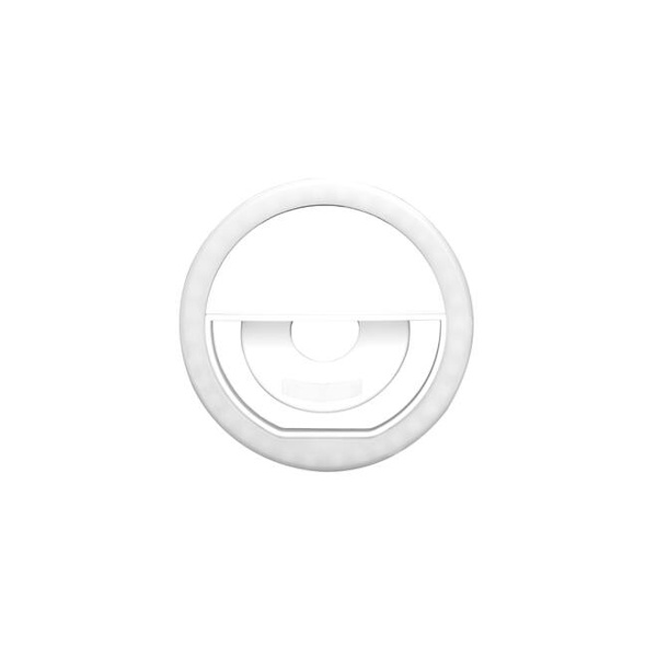 Selfie-lampe / LED-lampe, 3 lysmoduser, Universal, Oppladbar White