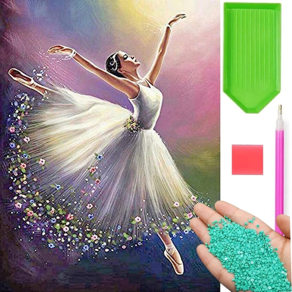Diamantmaleri - 30x40cm - Ballerina Multicolor
