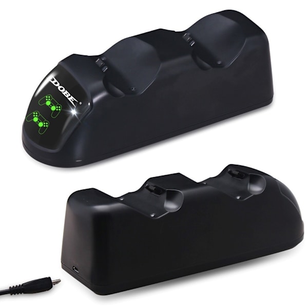 Laddstation för 2st PS4 kontroller Svart