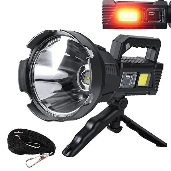 Genopladelig lommelygte - søgelys - CREE XHP50 LED - stativ medf Black