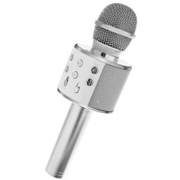 Karaoke mikrofon med højttaler og Bluetooth Silver