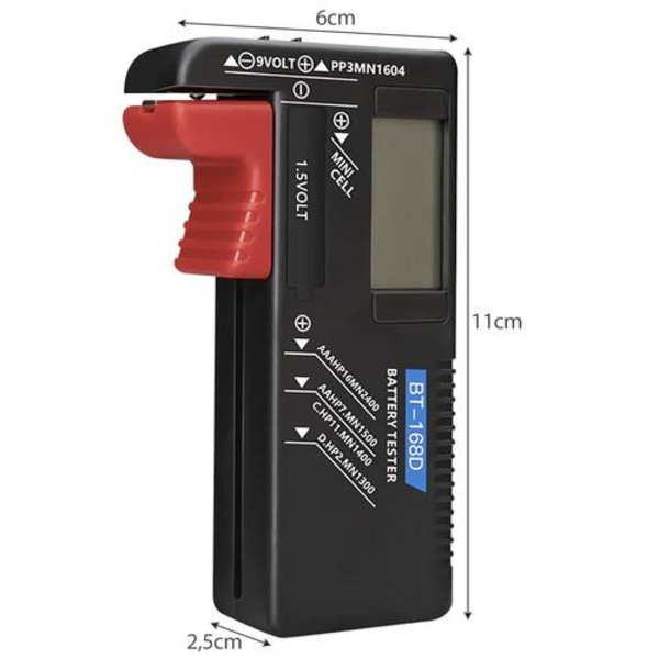Batteritestare - Från knappceller till 9v batteri och allt därimellan Svart