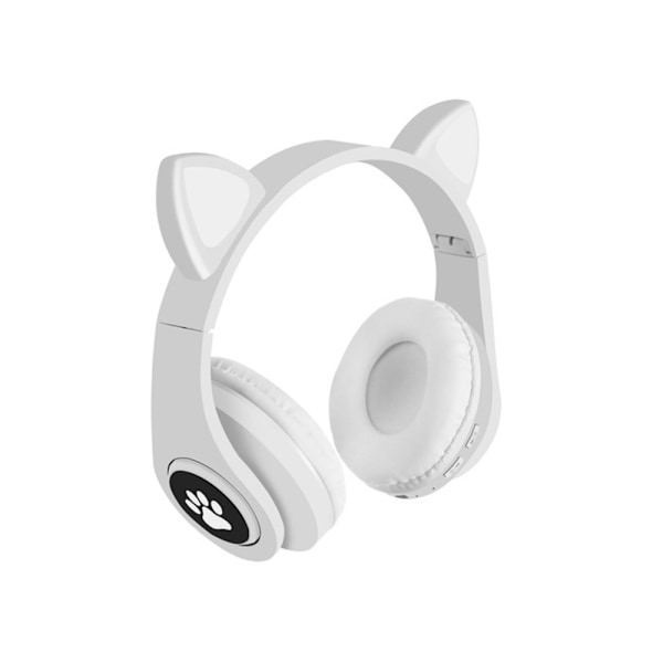 Bluetooth Stereo Hörlurar Katt med mikrofon / LED ljus Vit
