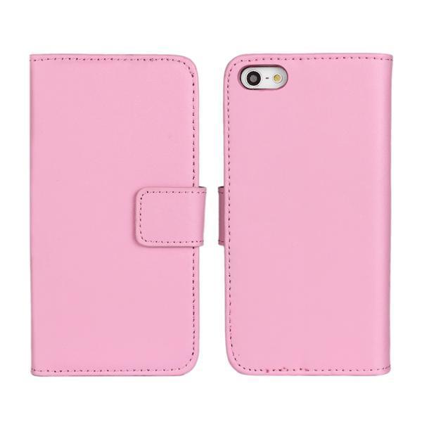 Lommebokveske iPhone 5/5s/SE ekte skinn Pink