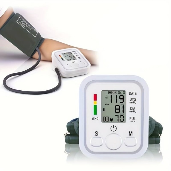 2 pakke Blodtryksmåler til overarmen med hukommelsesfunktioner White