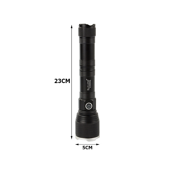 Laddbar ficklampa - CREE XHP160 LED - 23 cm - Flygplansaluminium Svart