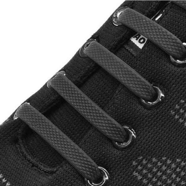 2 pakke  Elastiske snørebånd i silikone Black
