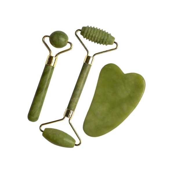 Komplett Jade roller set / Ansiktsmassage / Jaderollerset Grön