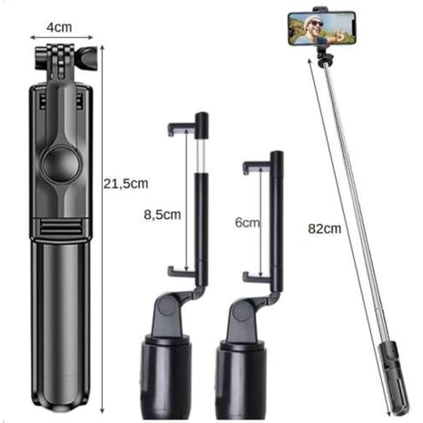 Selfiestick / tripod mobilstativ med bluetooth fjärrkontroll Svart