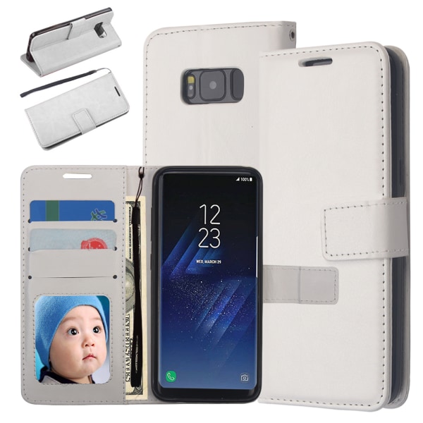 Plånboksfodral Samsung S8, 3 kort/ID, Vit Vit