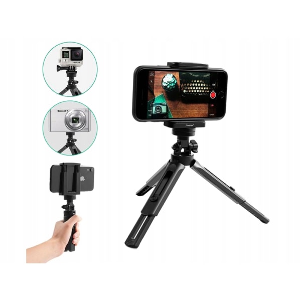 Selfie Mobile stativ med fleksible ben Black