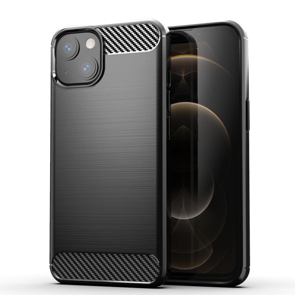 iPhone 13 - Shell Rubber i karbonfiberdesign - Svart Black