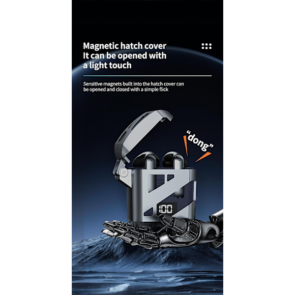 Trådløse TWS Headphones GT02 i cool gaming design Grey