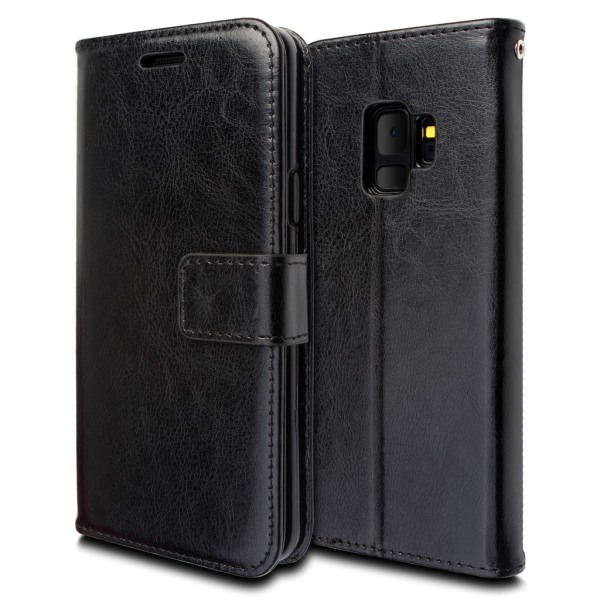 Samsung S9 Plus - Retro Wallet cover, Taske/Pung Black