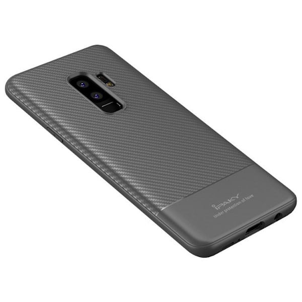 Samsung S9 Plus Shell Rubber i kulfiber design Grey