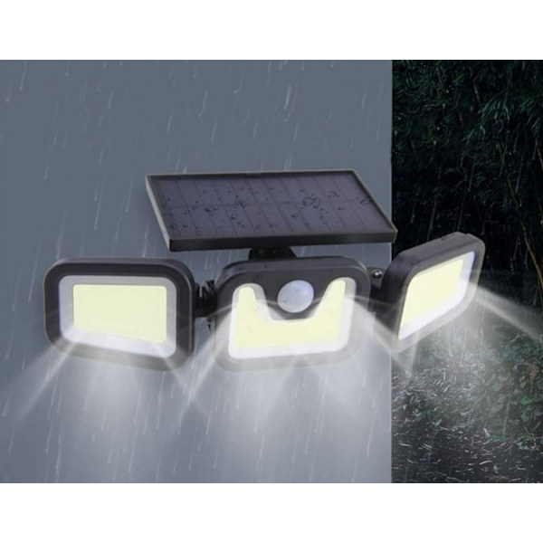 Solcellelampe 100 cob med skumringsbevegelsessensor Black