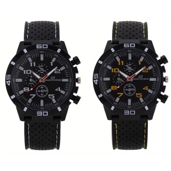 Sporty Quartz Watch / Armbåndsur med Silikonerem Yellow