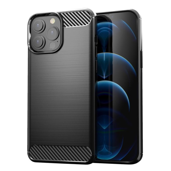 iPhone 13 Pro - Skal Gummi i kolfiberdesign - Svart Black