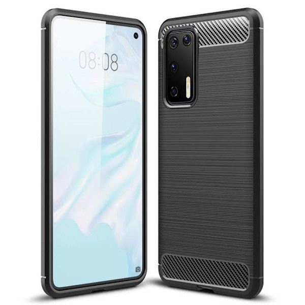 Huawei P40 Pro Shell Rubber i kulfiber design Black