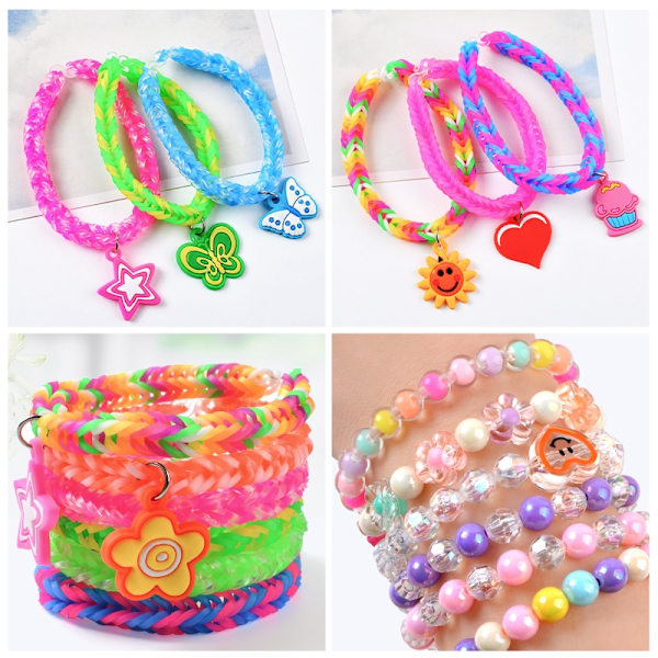 Loom Bands Kit - 1000 kpl ja paljon helmiä ja tarvikkeita. Multicolor