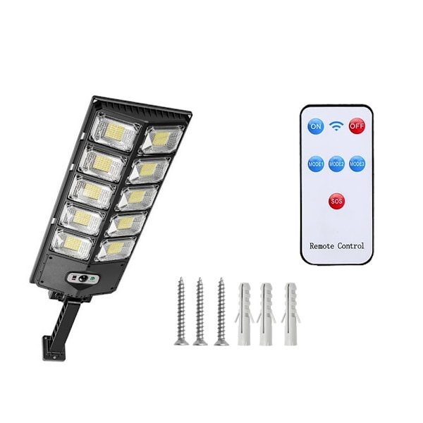 Solcellsdrivna LED Lampa Med Rörelsesensor & Fjärrkontroll Svart