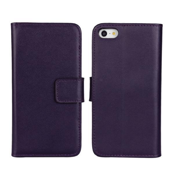 Lompakkokotelo iPhone 5 / 5s / SE aitoa nahkaa Purple